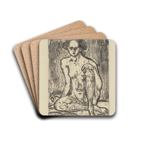 Sitzender Mdchenakt by Ernst Ludwig Kirchner Drink Coasters - set of 4