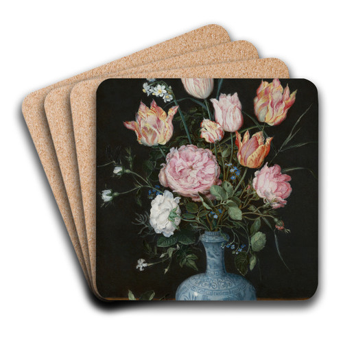 Flowers in a Wan-Li Vase by Jan Brueghel The Elder Art Drink Coaster set