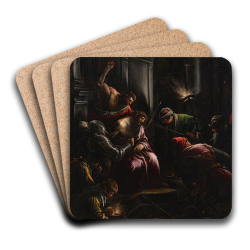 The Mocking Of Christ by Jacopo Bassano Art Drink Coaster set