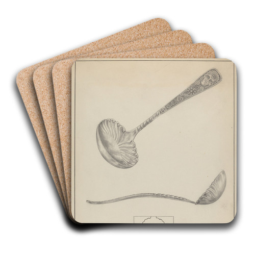 Silver Gravy Ladle by Francis Law Durand Art Drink Coaster set