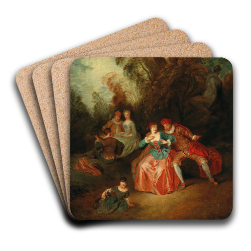Fte Champtre by Circle of Jean Baptiste Pater Art Drink Coaster set