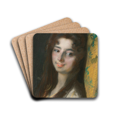 Portrait Of A Lady by Albert Besnard Drink Coasters - set of 4 Portrait Of A Lady by Albert Besnard Drink Coasters - set of 4