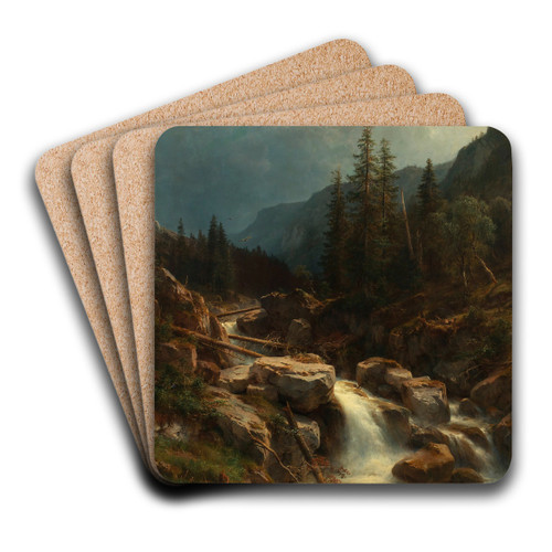 Gebirge bei aufsteigendem Gewitter by Ludwig Halauska Art Drink Coaster set