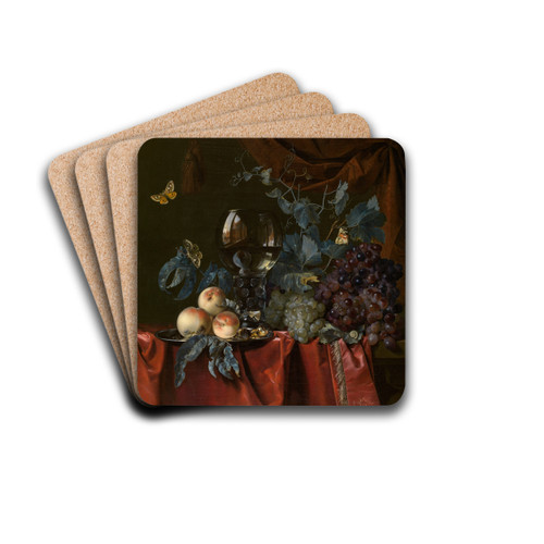 Fruit and a Glass of Wine by Willem van Aelst Drink Coasters - set of 4