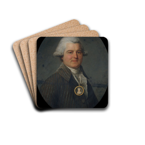 Portrait d'homme portant en sautoir un mdaillon  l'effigie de sa femme by Antoine Vestier Drink Coasters - set of 4