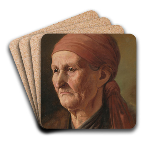 Head of an Elderly Woman by Vojtech Klimkovi Art Drink Coaster set Head of an Elderly Woman by Vojtech Klimkovi Art Drink Coaster set