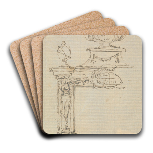 Design for a Chimneypiece. by Joseph Wilton Art Drink Coaster set Design for a Chimneypiece. by Joseph Wilton Art Drink Coaster set