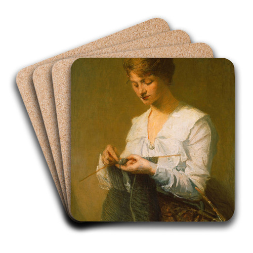 Knitting For Soldiers by Julian Alden Weir Art Drink Coaster set
