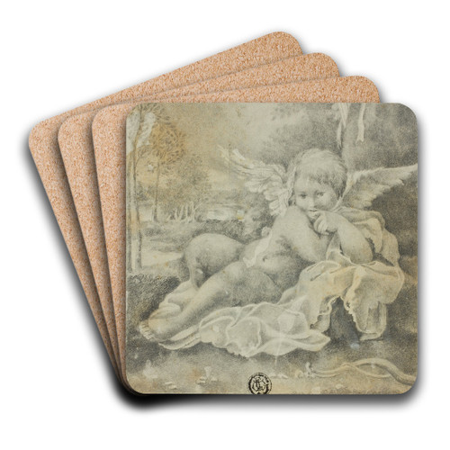 Cupid in a Landscape by After Bartolommeo Schedoni Art Drink Coaster set