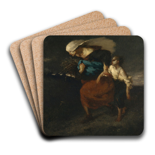Retreat from the Storm by Jean-Franois Millet Art Drink Coaster set