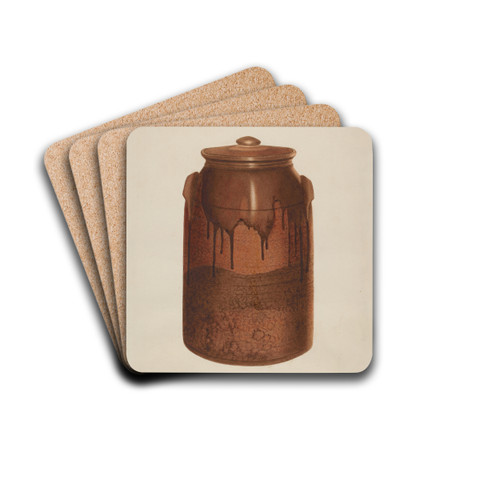 Pottery Jar with Lid by Annie B. Johnston Drink Coasters - set of 4 Pottery Jar with Lid by Annie B. Johnston Drink Coasters - set of 4