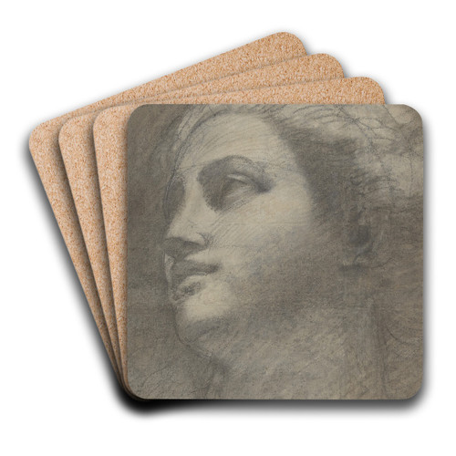 Head of a Woman Looking to Upper Left by Annibale Carracci Art Drink Coaster set