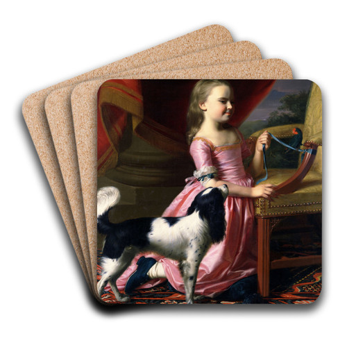 Young Lady With A Bird And A Dog by John Singleton Copley Art Drink Coaster set