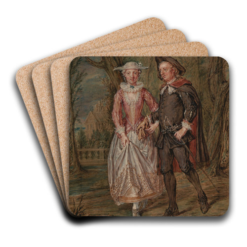 Lovers in a park by Marcellus Laroon the Younger Art Drink Coaster set Lovers in a park by Marcellus Laroon the Younger Art Drink Coaster set