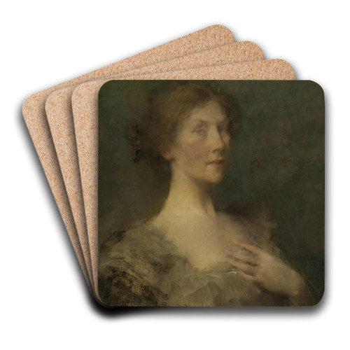 Portrait of a Lady by Thomas Wilmer Dewing Art Drink Coaster set Portrait of a Lady by Thomas Wilmer Dewing Art Drink Coaster set