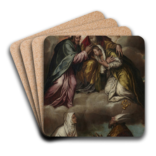 Coronation of the Virgin by Paolo Farinati Art Drink Coaster set