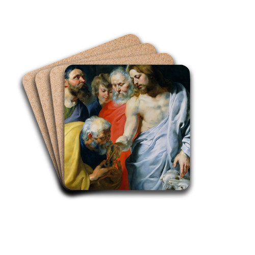 Christ's Charge to Peter by Peter Paul Rubens Drink Coasters - set of 4