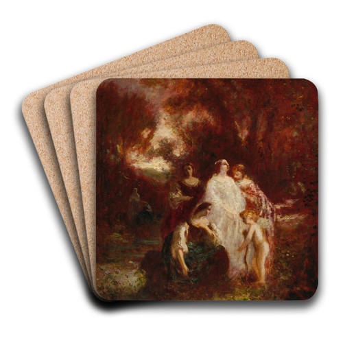 Figures in the Woods by Adolphe Monticelli Art Drink Coaster set