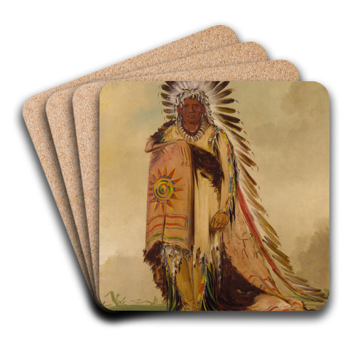 Wn-Ee-Ton, Chief of The Tribe by George Catlin Art Drink Coaster set