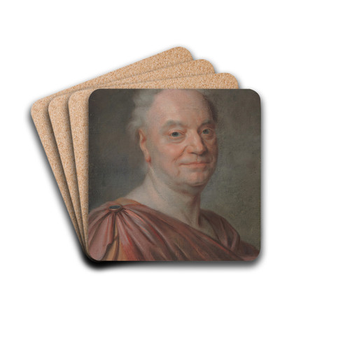 Portrait of Prosper Jolyot de Crbillon by Maurice-Quentin de La Tour Drink Coasters - set of 4 Portrait of Prosper Jolyot de Crbillon by Maurice-Quentin de La Tour Drink Coasters - set of 4