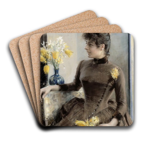 Parisienne by Albert Edelfelt Art Drink Coaster set