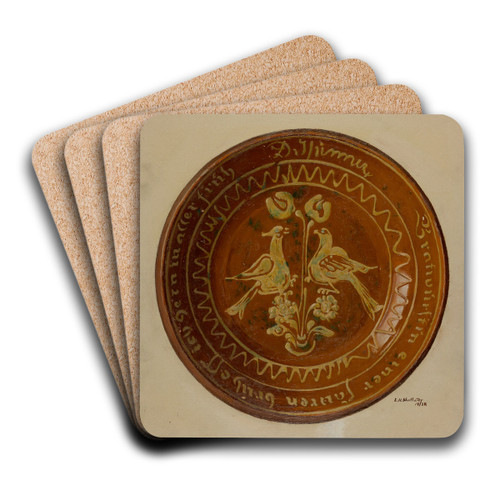Pa. German Dish by Eugene Shellady Art Drink Coaster set