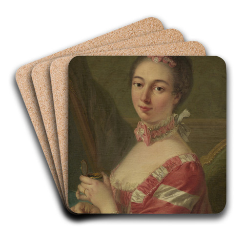 Portrait of a Lady by Follower of Louis Michel Van Loo Art Drink Coaster set