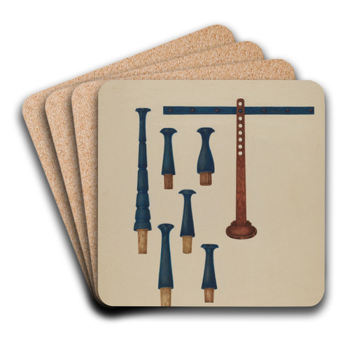 Shaker Pegs and Candlestand by George V. Vezolles Art Drink Coaster set