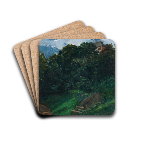 Schlosspark Lichtenberg mit Bank (Odenwald) by Wilhelm Trbner Drink Coasters - set of 4 Schlosspark Lichtenberg mit Bank (Odenwald) by Wilhelm Trbner Drink Coasters - set of 4