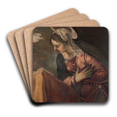 Virgin from the Annunciation to the Virgin by Jacopo Tintoretto Art Drink Coaster set