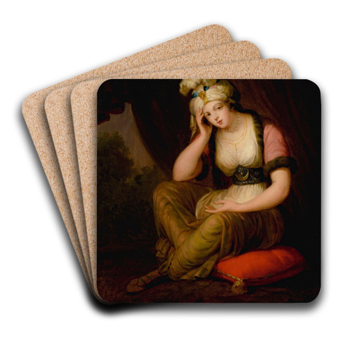 Portrait of a Lady In Oriental Costume by English School Art Drink Coaster set