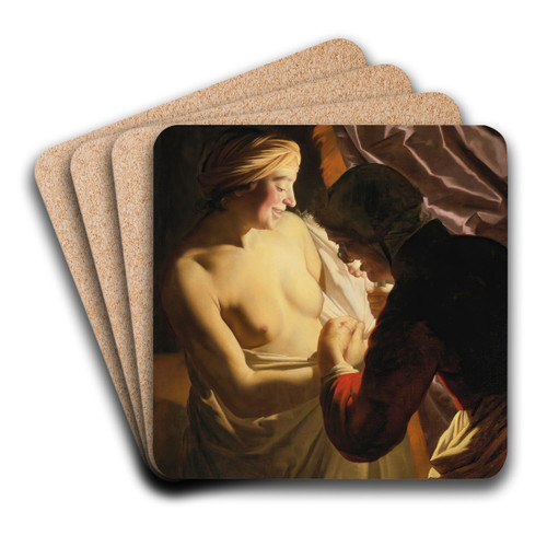 The Flea Hunt by Gerard van Honthorst Art Drink Coaster set