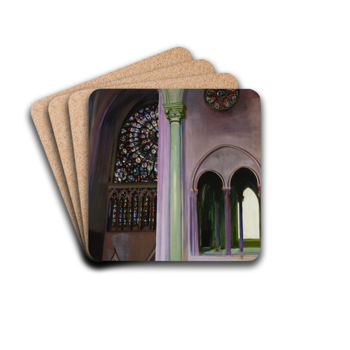 Fragment of interior of the Notre-Dame cathedral in Paris by Konrad Krzyanowski Drink Coasters - set of 4