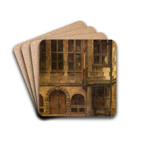 Old Courtyard of Antwerp Town Hall by Henri Franois Schaefels Drink Coasters - set of 4