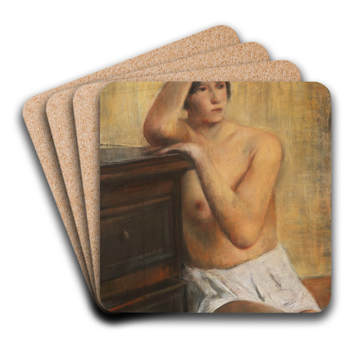 Sitzender weiblicher Akt by Willy Jaeckel Art Drink Coaster set
