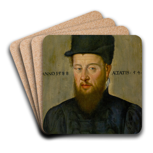 Portrait of Theodor Zwinger by Hans Bock the Elder Art Drink Coaster set