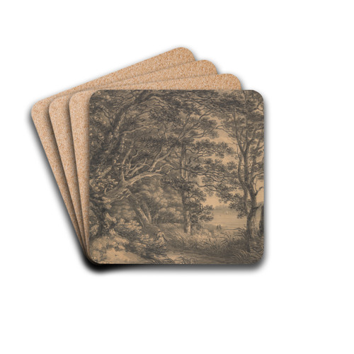 River Landscape with Figures by Thomas Hearne Drink Coasters - set of 4