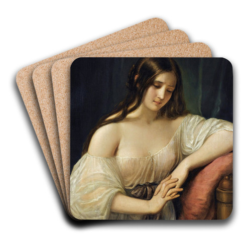 Portrait Of A Lady by Natale Schiavone Art Drink Coaster set