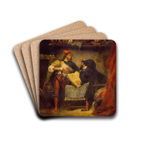 Faust and Mephistopheles by Eugne Delacroix Drink Coasters - set of 4