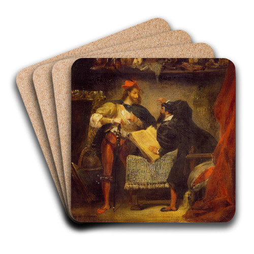 Faust and Mephistopheles by Eugne Delacroix Art Drink Coaster set Faust and Mephistopheles by Eugne Delacroix Art Drink Coaster set