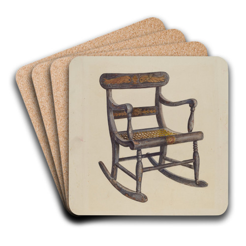 Decorated Child's Rocking Chair by James Fisher Art Drink Coaster set
