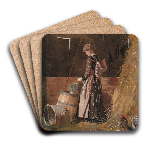 Fresh Eggs by Winslow Homer Art Drink Coaster set