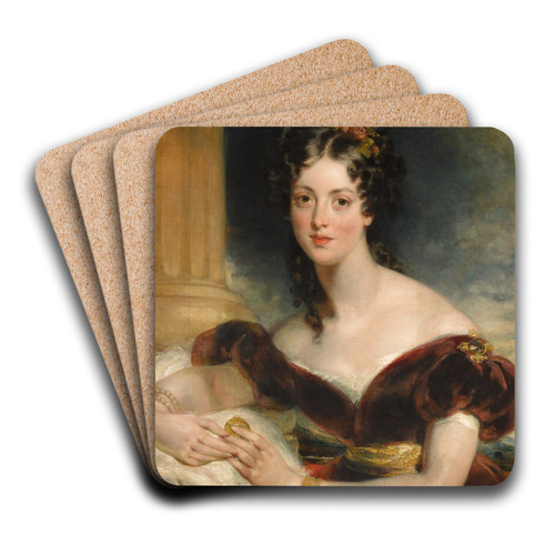 Portrait of the artist's sister Sarah Wyatt Gray, ne Wood (b. 1812) by John Wood Art Drink Coaster set