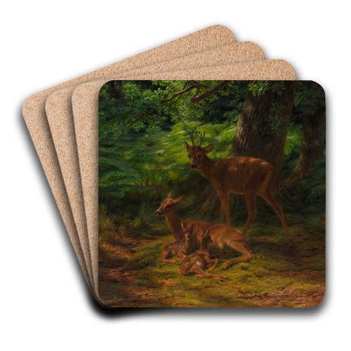 Deer in Repose by Rosa Bonheur Art Drink Coaster set
