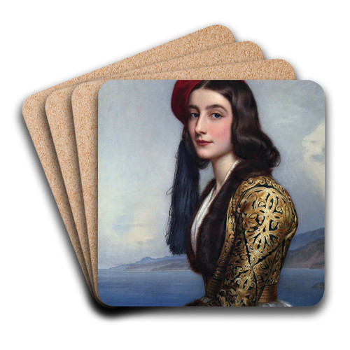 Katerina Rosa Botsaris by Joseph Karl Stieler Art Drink Coaster set