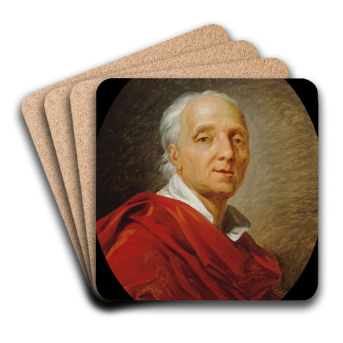 Portrait de Denis Diderot (1713-1784), crivain et philosophe by Jean-Simon Berthlemy Art Drink Coaster set