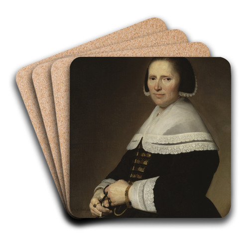 Portrait of a woman by Johannes Cornelisz Verspronck Art Drink Coaster set