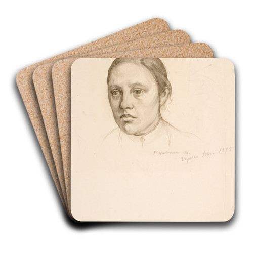 Sohvi Virpel (the Artist's Sister) by Pekka Halonen Art Drink Coaster set