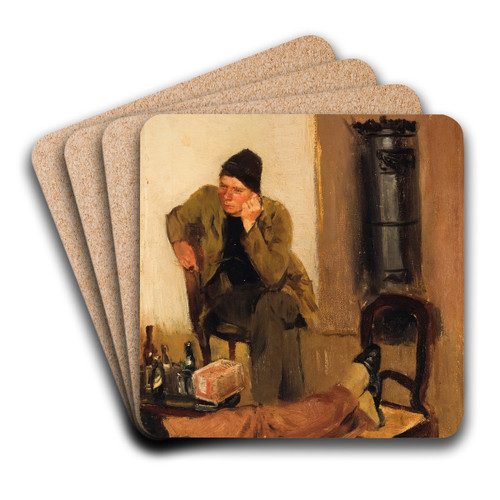 Charles Lundh in conversation with Christian Krohg by Christian Krohg Art Drink Coaster set Charles Lundh in conversation with Christian Krohg by Christian Krohg Art Drink Coaster set