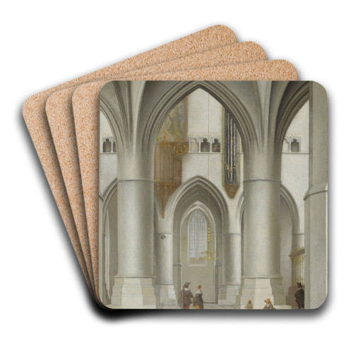 View of the interior of the St. Bavo Church in Haarlem by Pieter Jansz Saenredam Art Drink Coaster set